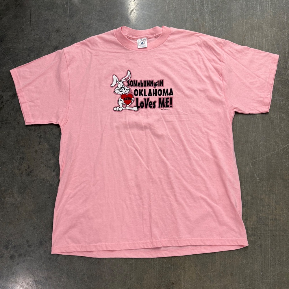 Vintage Pink Somebunny in Oklahoma Loves Me‎ Graphic Tee Shirt Delta XL